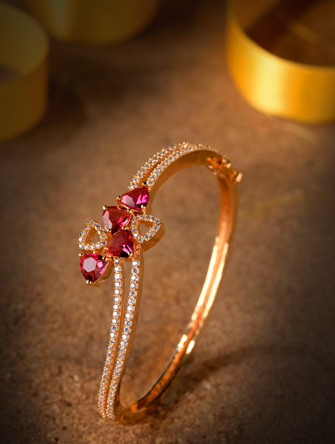 Gold plated Ruby AD studded handcrafted Bracelet for Women & Girls