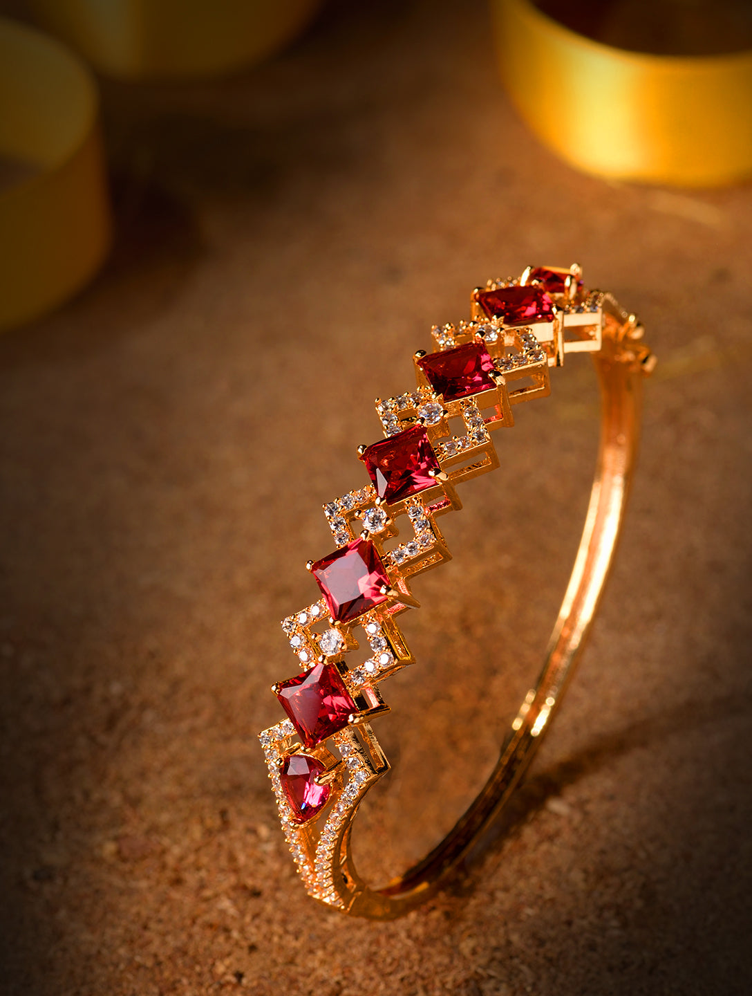 Gold plated Blue AD studded handcrafted stylish Bracelet for Women & Girls