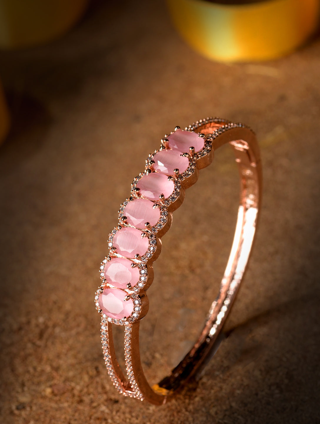 Rose Gold plated Pink AD stylish Handcrafted Bracelet for Women & Girls