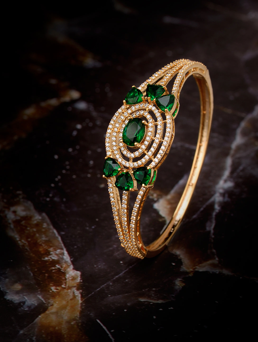Gold plated Green AD studded handcrafted designer Bracelet for Women & Girls