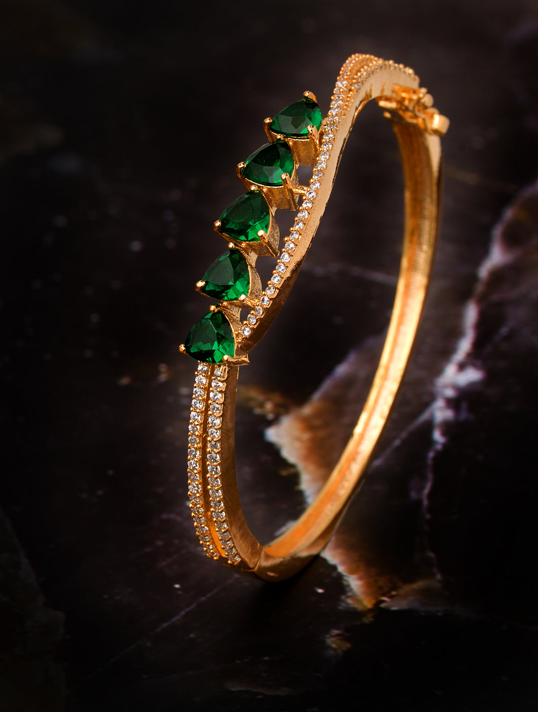 Gold plated Green AD Handcrafted Bracelet for Women & Girls