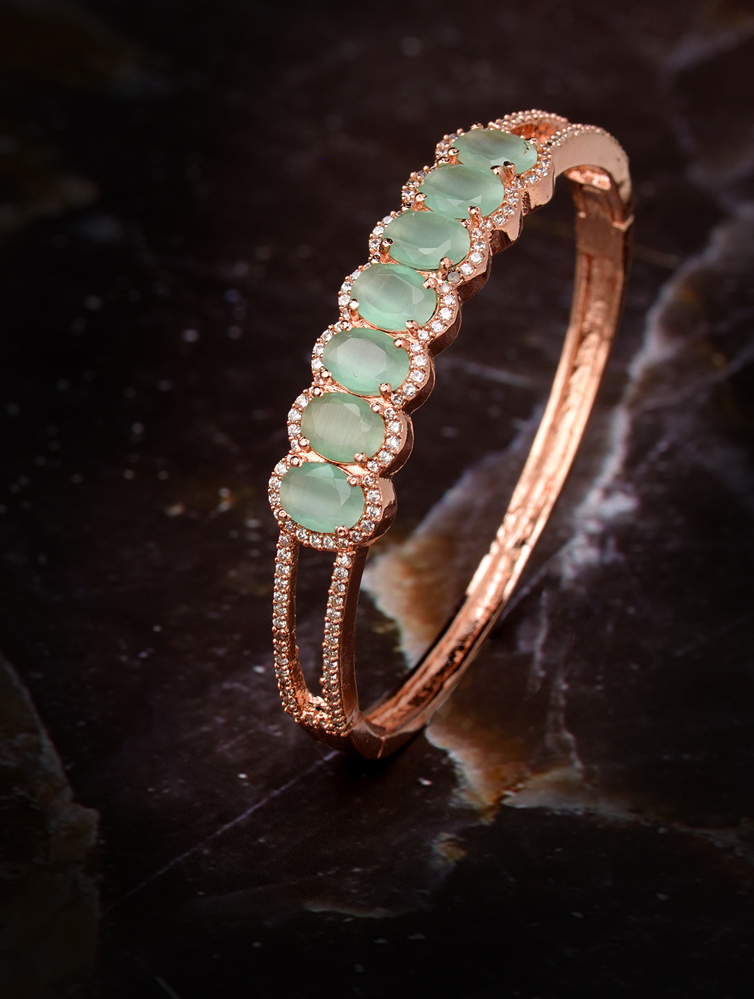Rose Gold plated Sea Green AD stylish Handcrafted Bracelet for Women & Girls