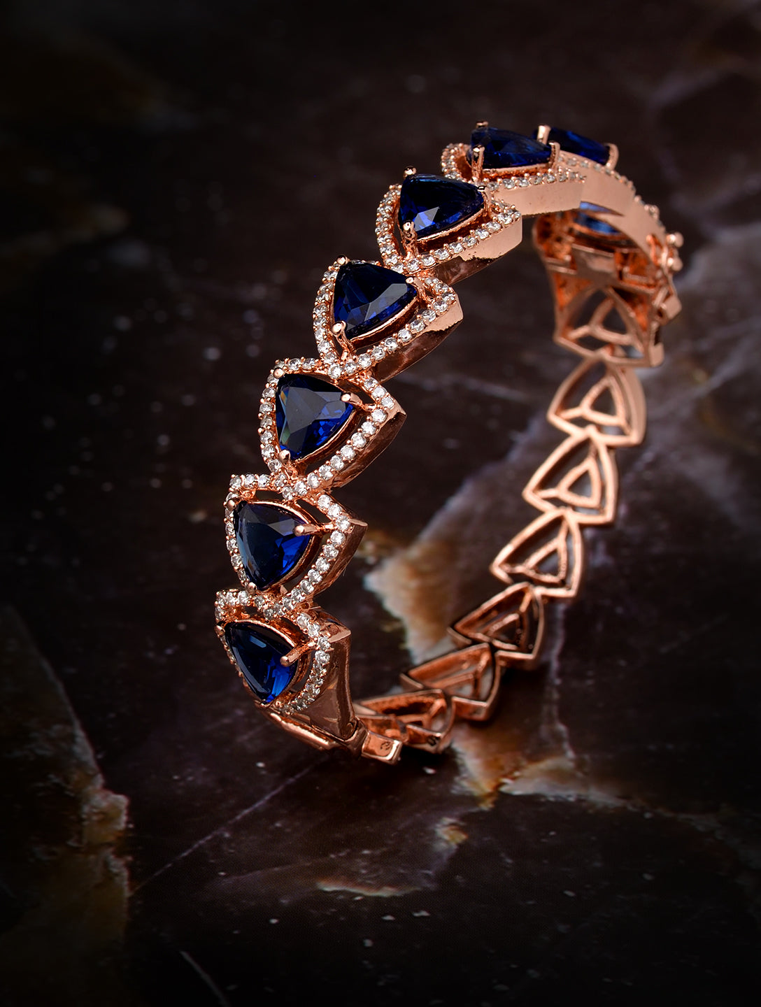 Rose Gold plated Blue AD designer Handcrafted Bracelet for Women & Girls