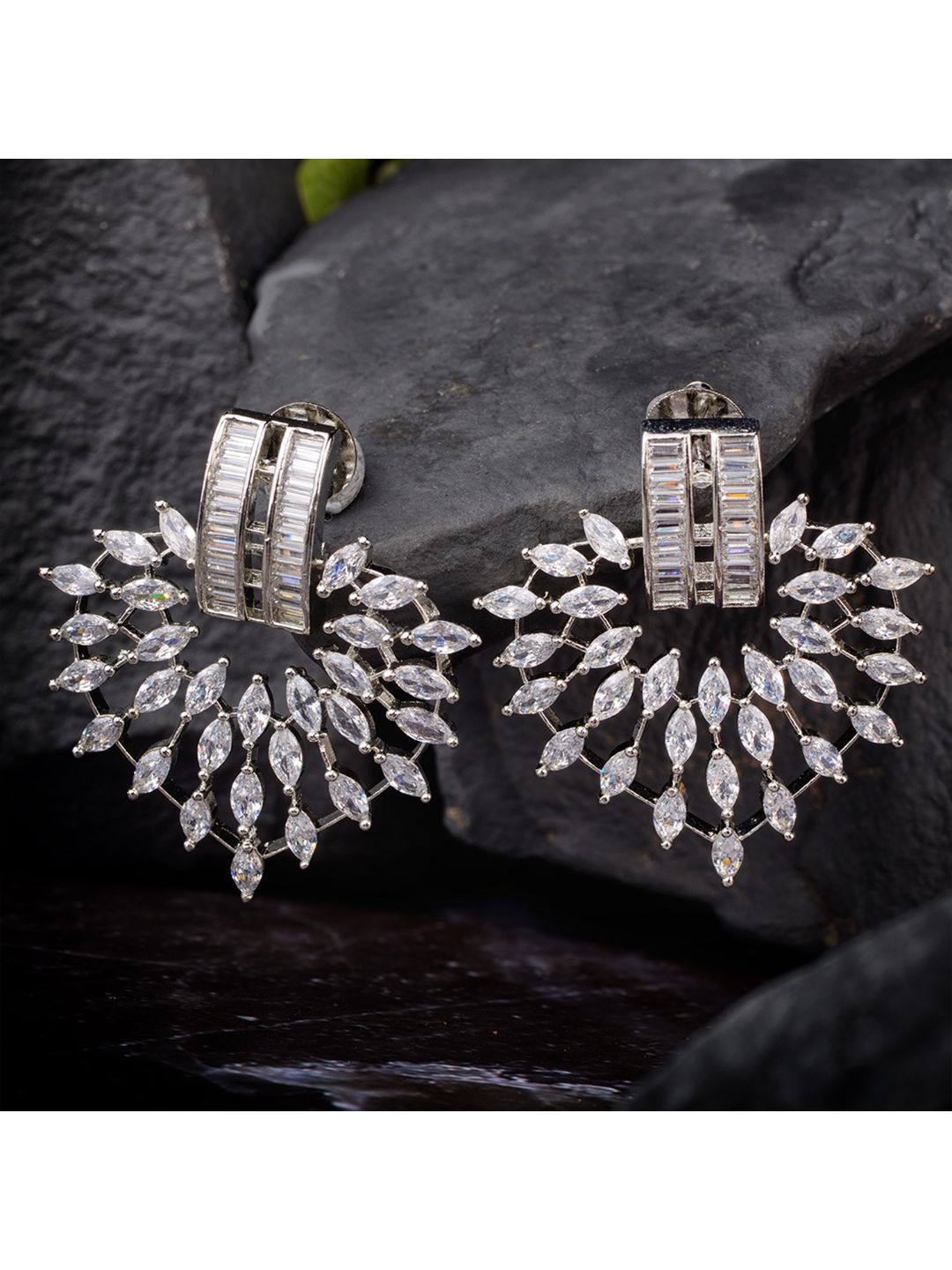 White Rhodium plated AD Heart studded handcrafted Heart shaped Earring for Women and Girls