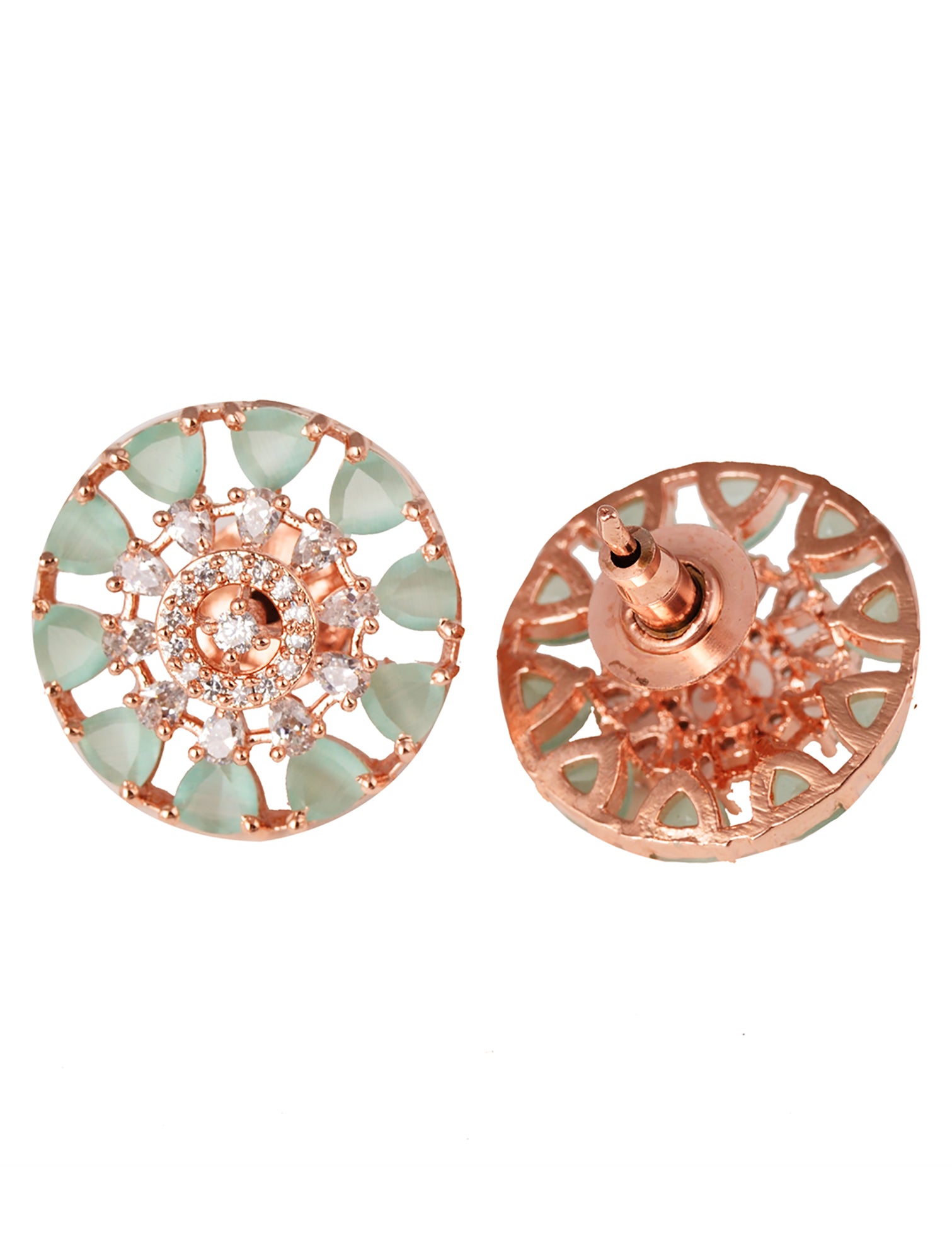 Subtle Light blue tops Turquoise studs AD handcrafted rose gold plated earrings