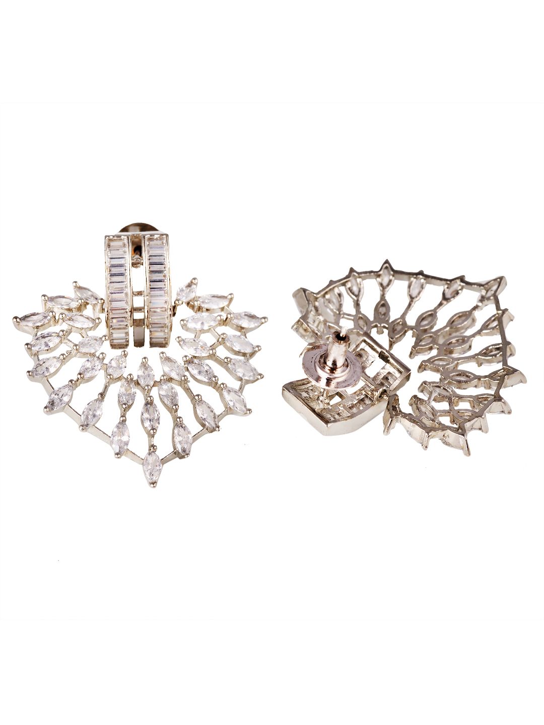 White Rhodium plated AD Heart studded handcrafted Heart shaped Earring for Women and Girls