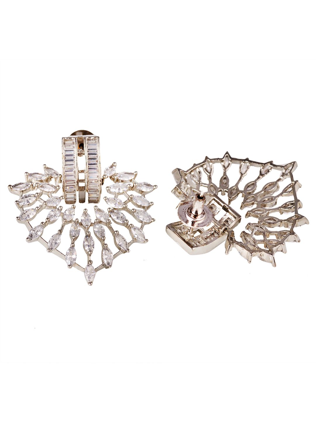 White Rhodium plated AD Heart studded handcrafted Heart shaped Earring for Women and Girls