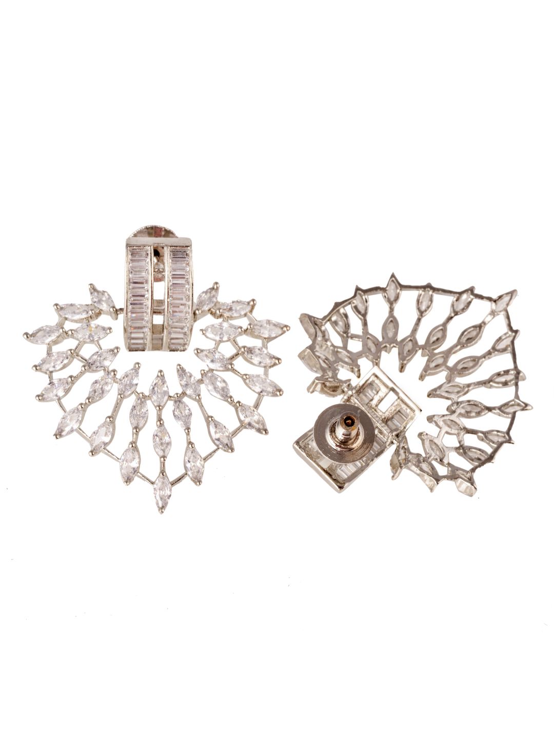 White Rhodium plated AD Heart studded handcrafted Heart shaped Earring for Women and Girls