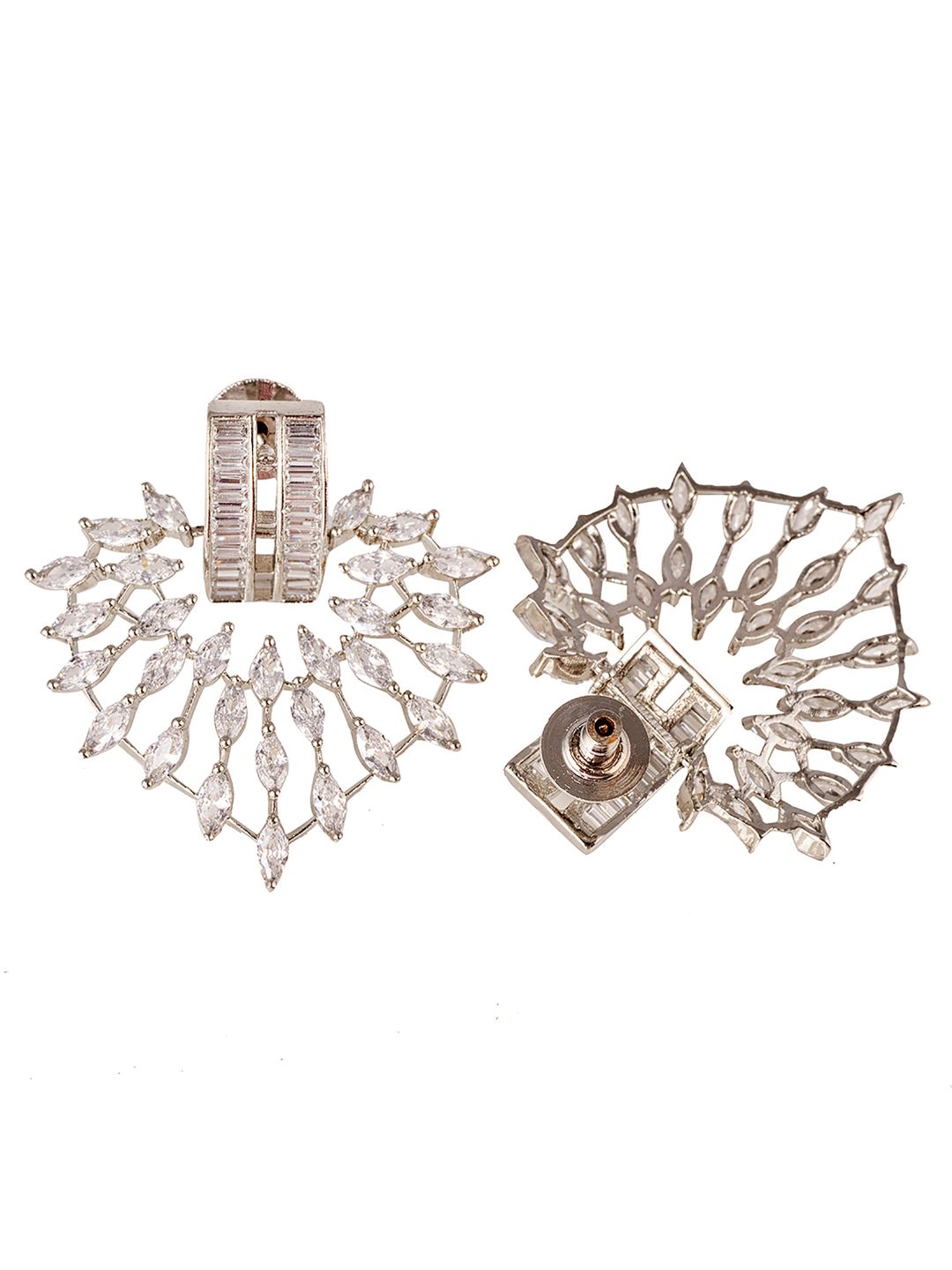 White Rhodium plated AD Heart studded handcrafted Heart shaped Earring for Women and Girls