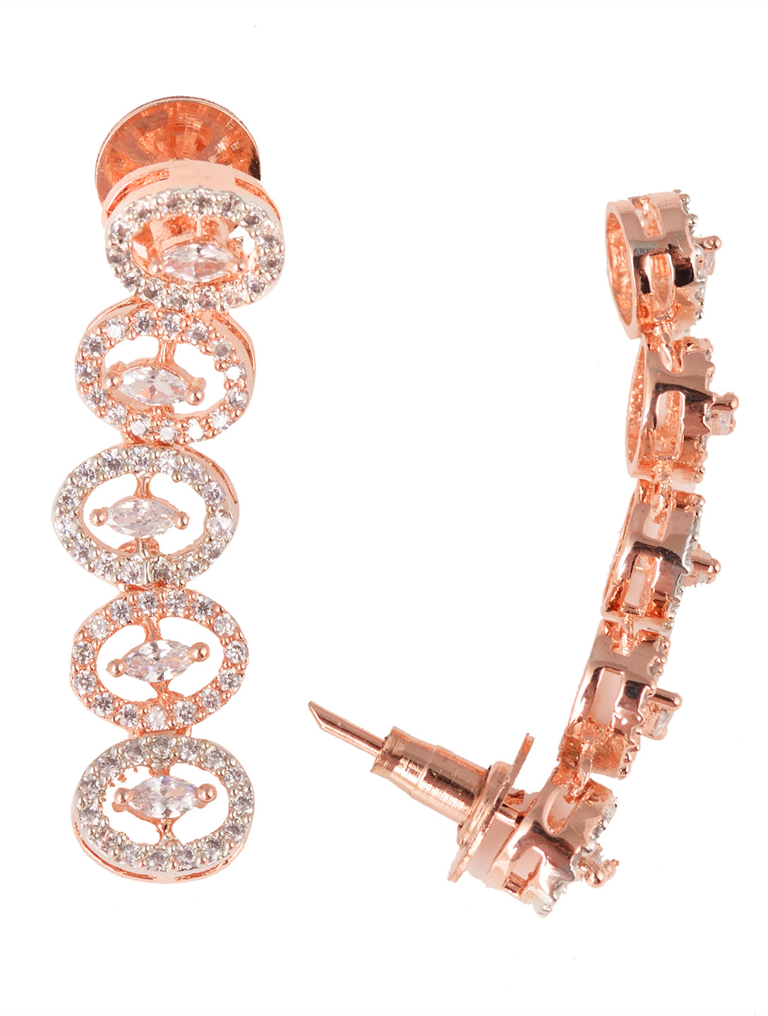 Rose Gold plated Oval shaped AD studded Necklace Earrings