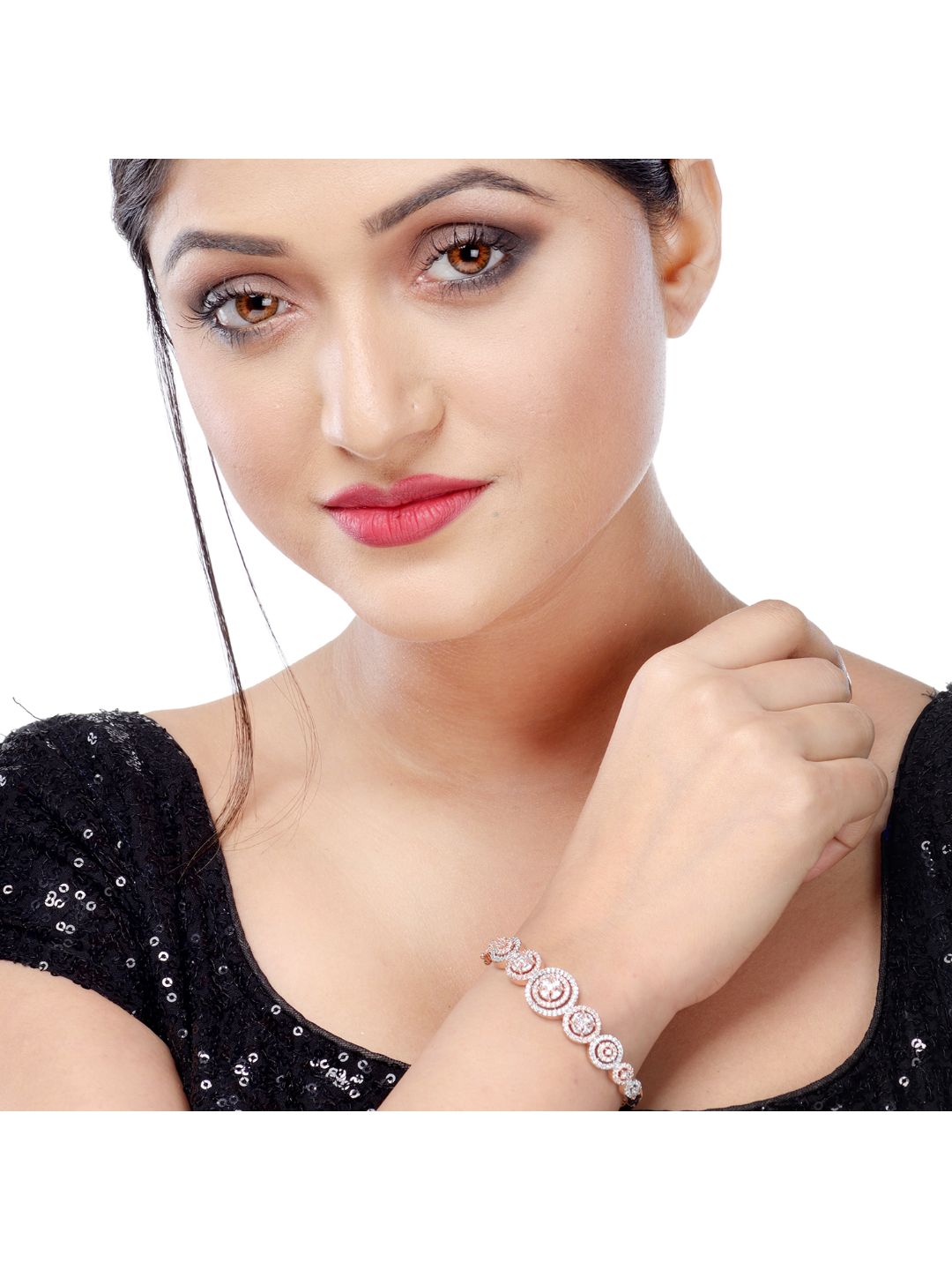 Rose Gold plated AD studded handcrafted Bracelet for Women & Girls