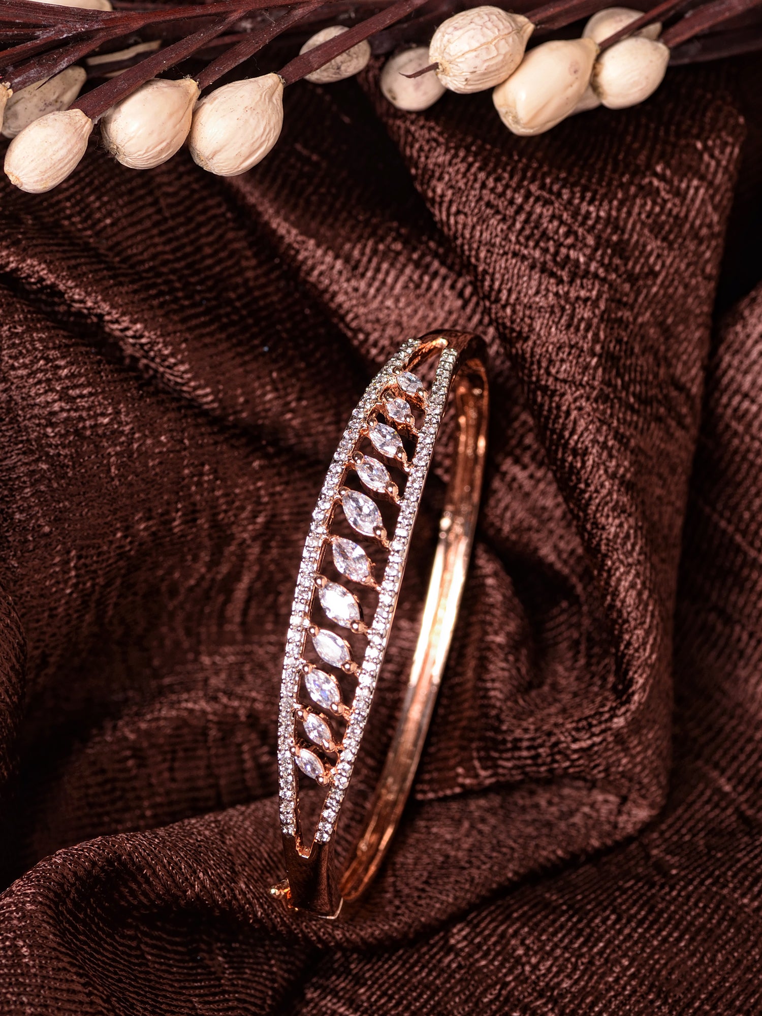 Rose gold Plated White AD Studded Delicate Bracelet