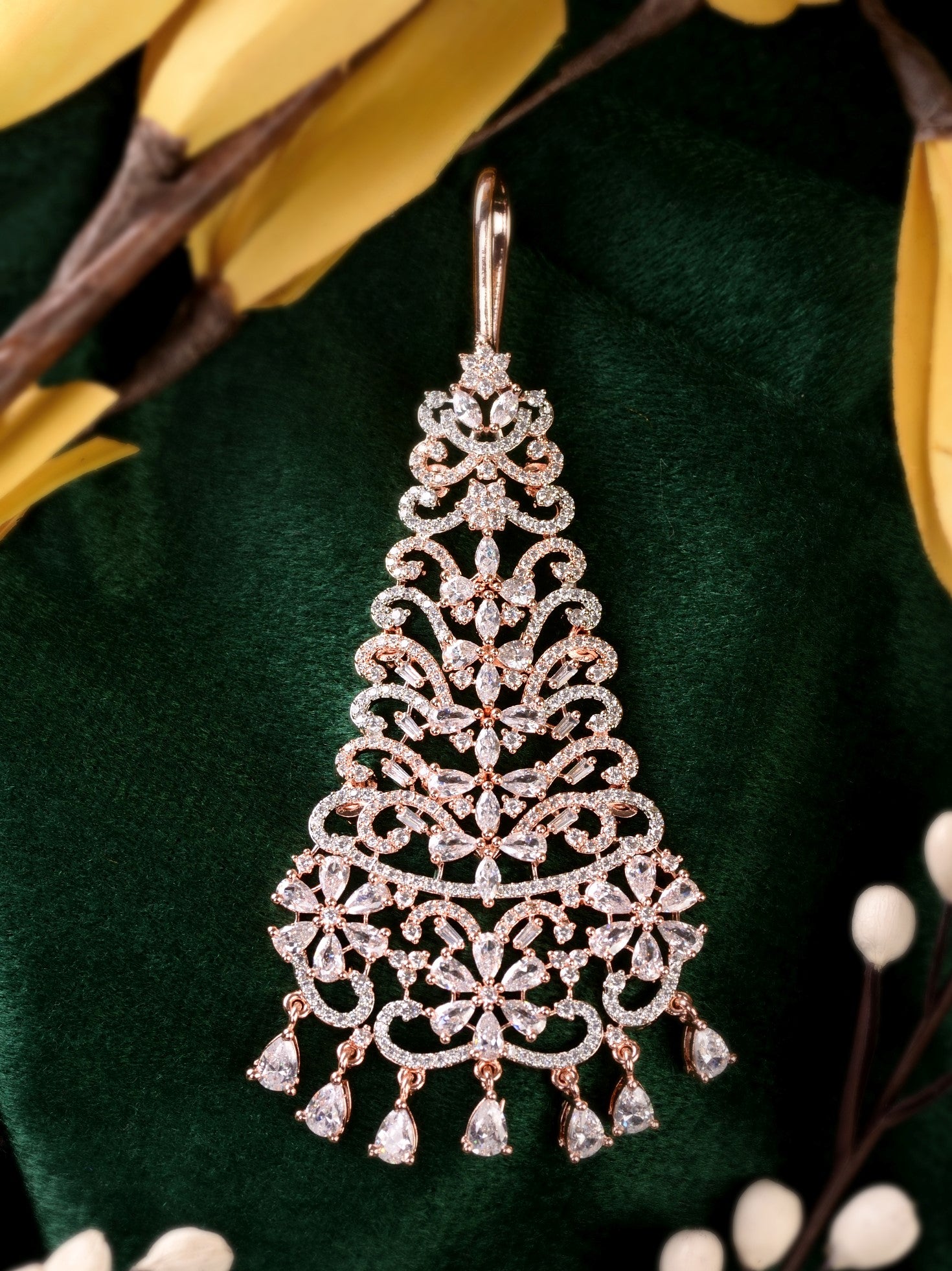 Rose Gold Plated AD studed Floral design Passa