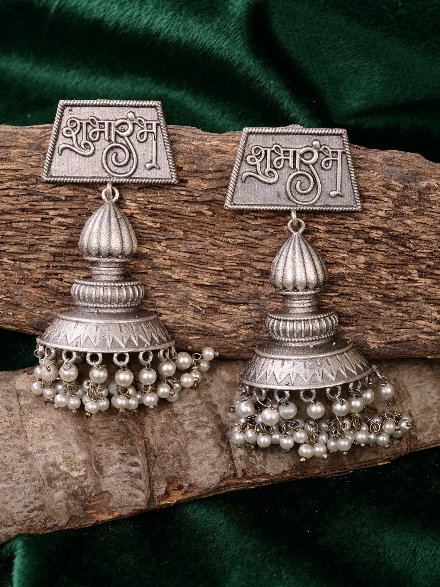 Silver Oxidised Handcrafted Contemporary Jhumka Earrings