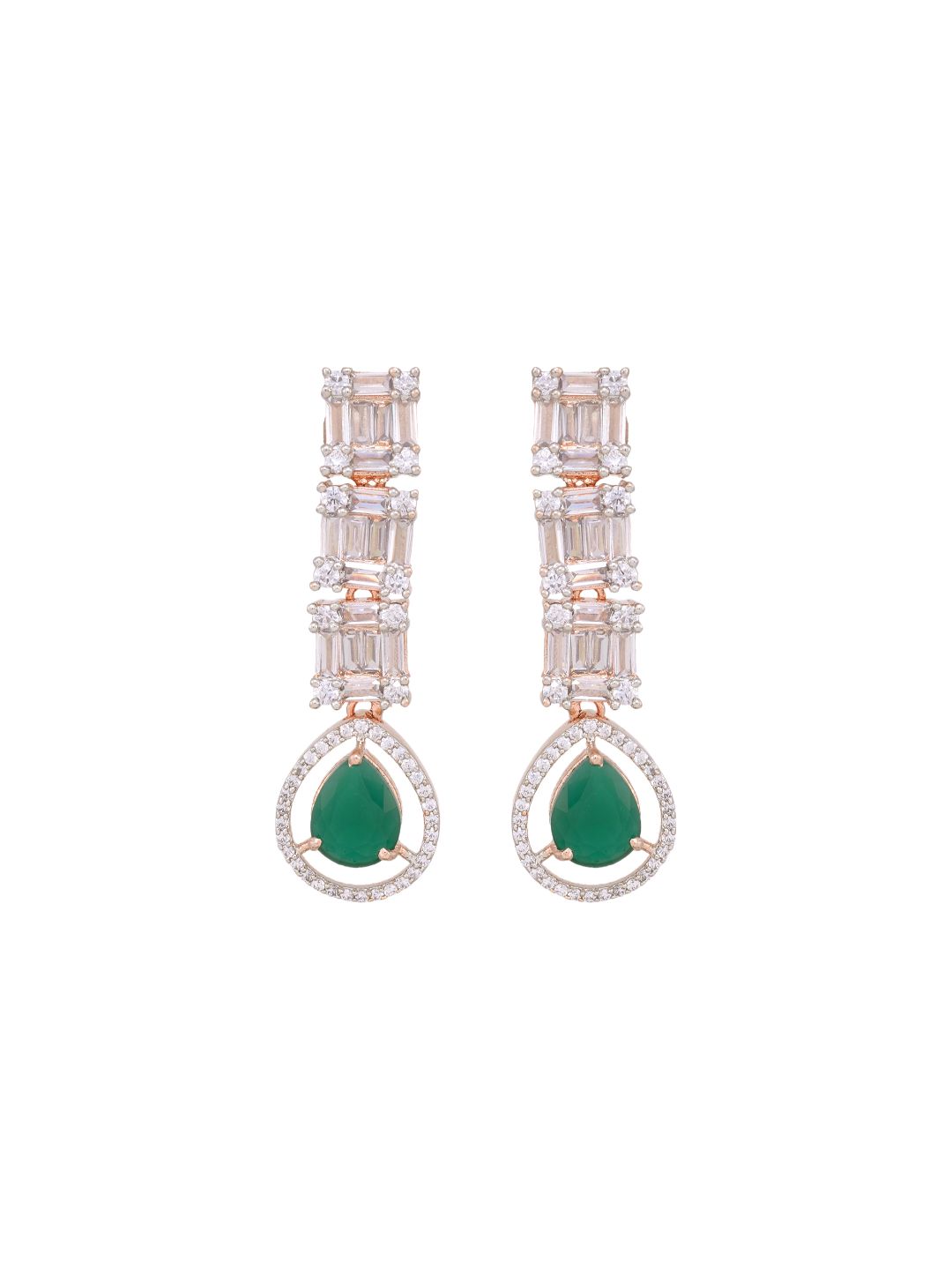 Emerald drop earrings, AD studded and handcrafted