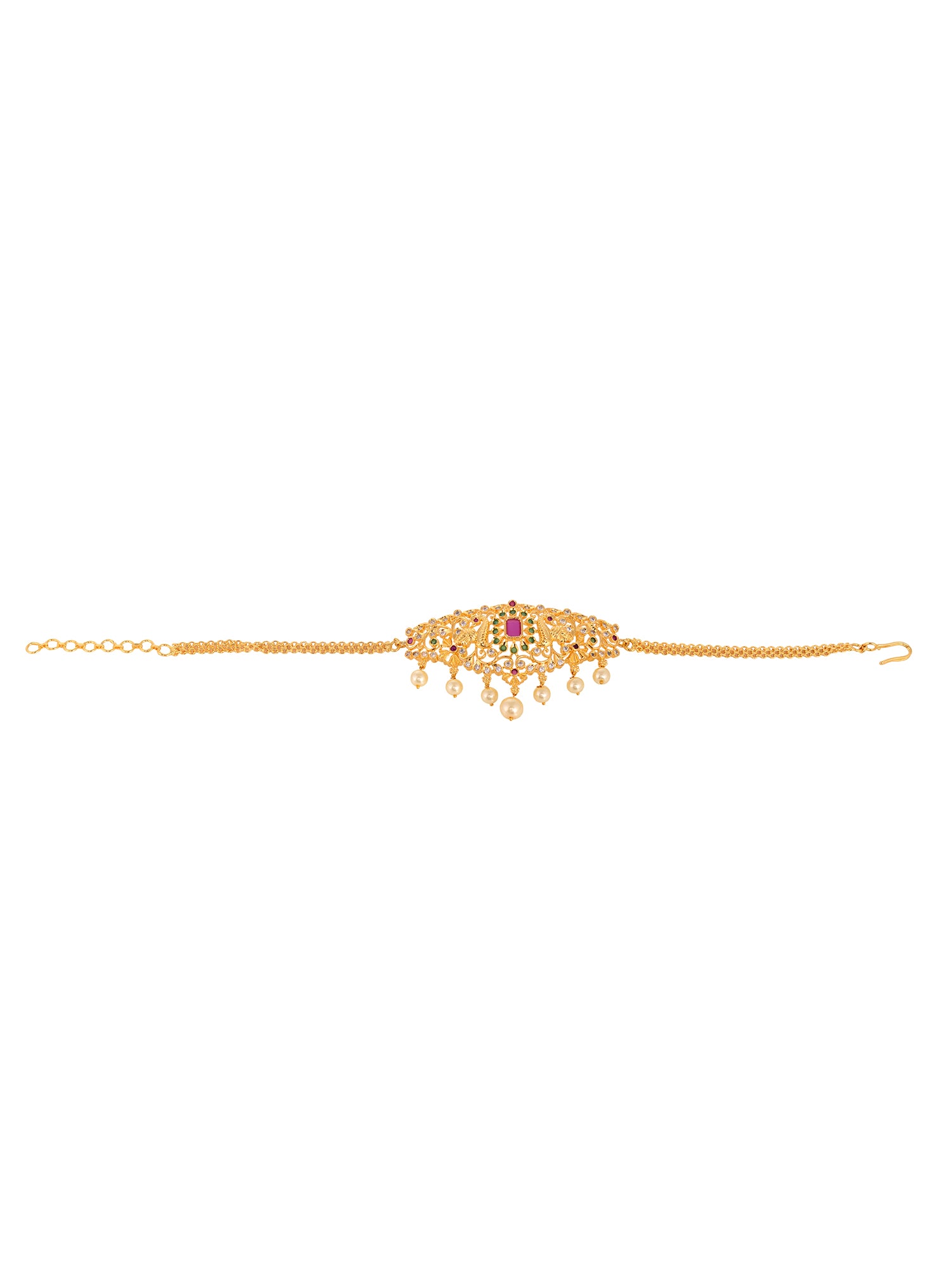 Gold Plated Red AD Studded Handcrafted Armlet Bracelet
