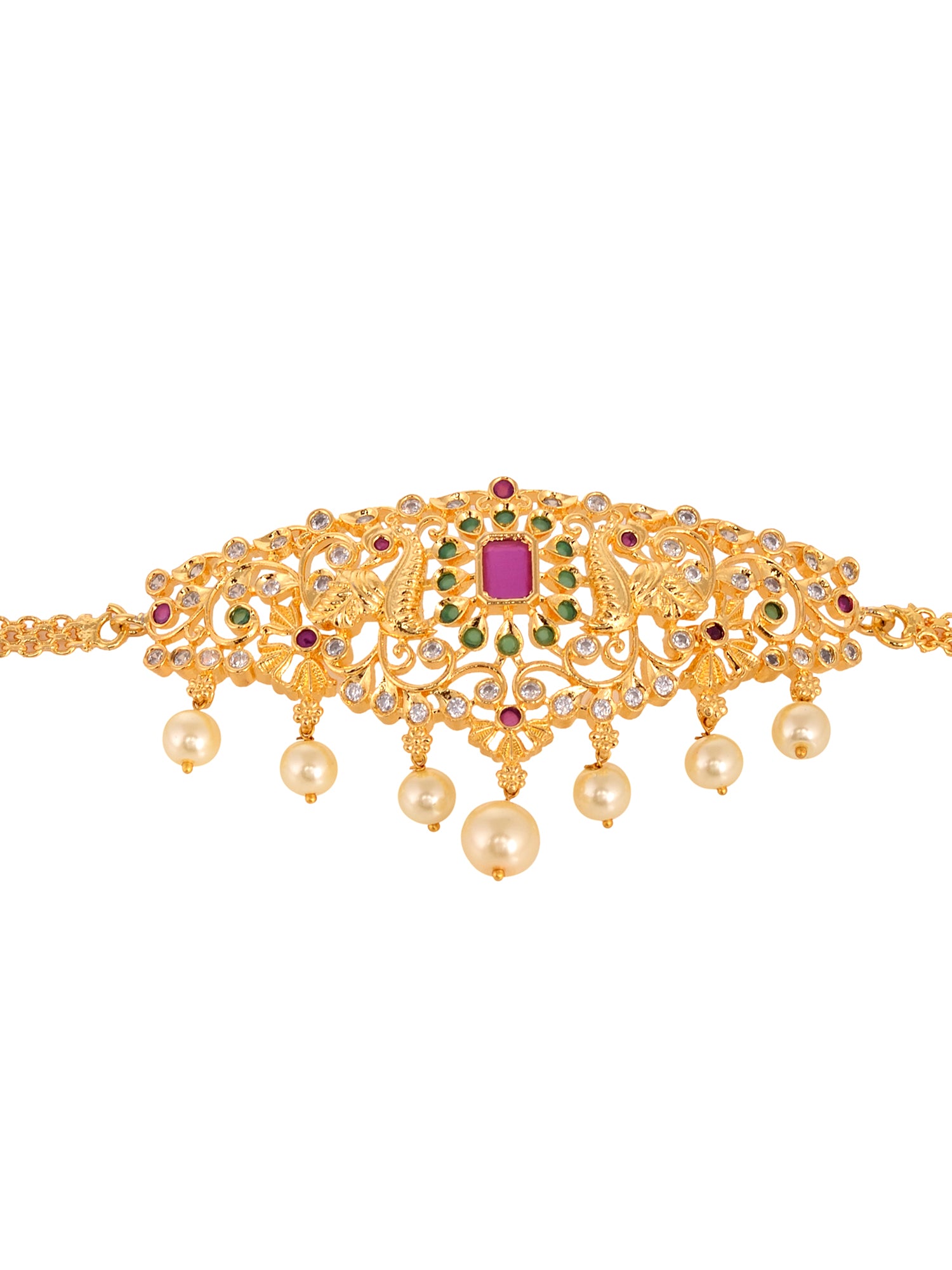 Gold Plated Red AD Studded Handcrafted Armlet Bracelet