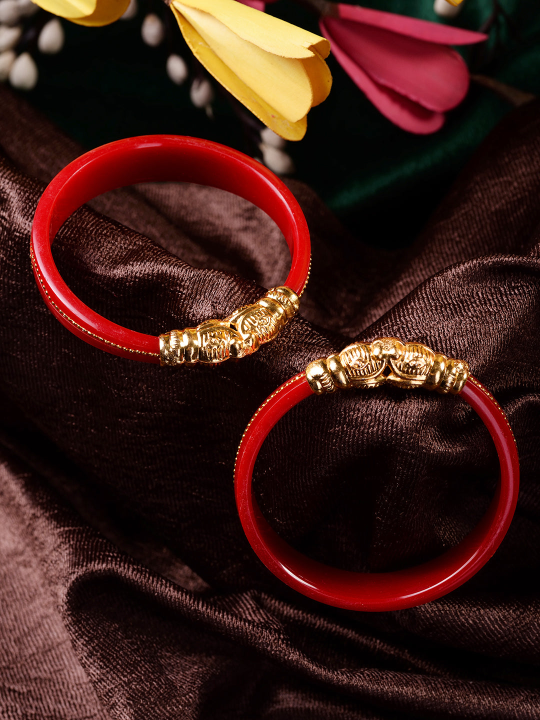Set Of 2 Red Kangan Bangle Set