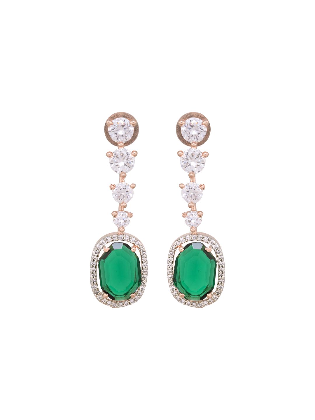 Bottle green drop earrings diamond studded