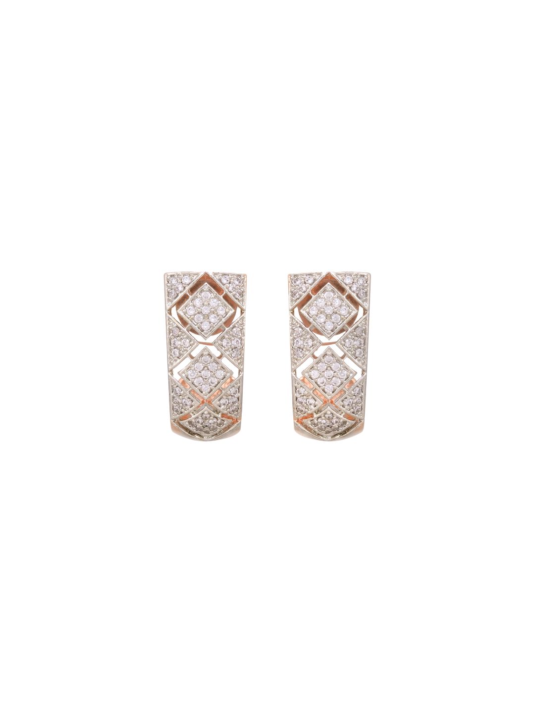 Small diamond encrusted bali earrings, rose gold plated