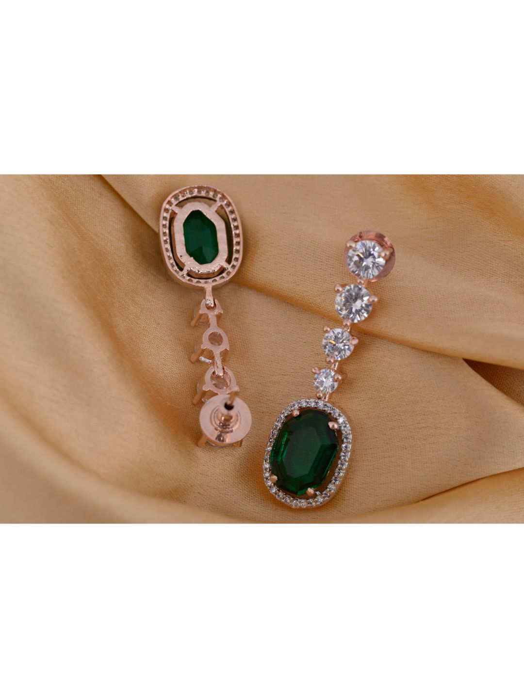 Bottle green drop earrings diamond studded