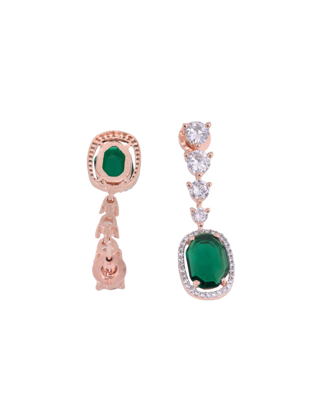 Bottle green drop earrings diamond studded