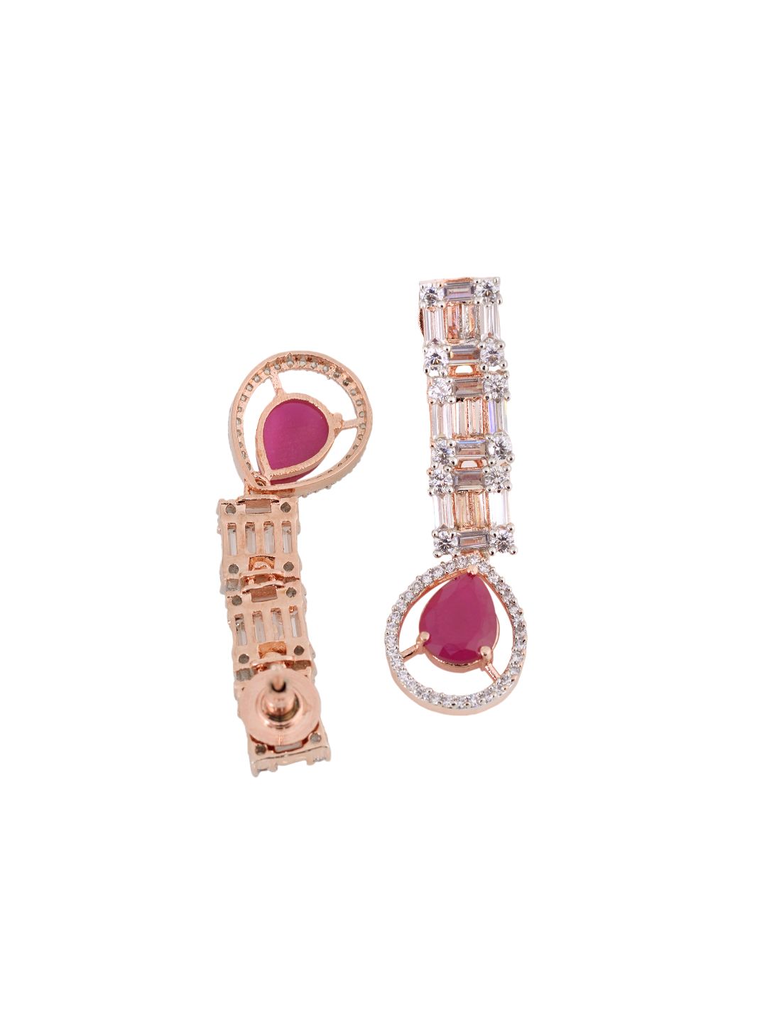 Pink drop earrings, AD studded and handcrafted