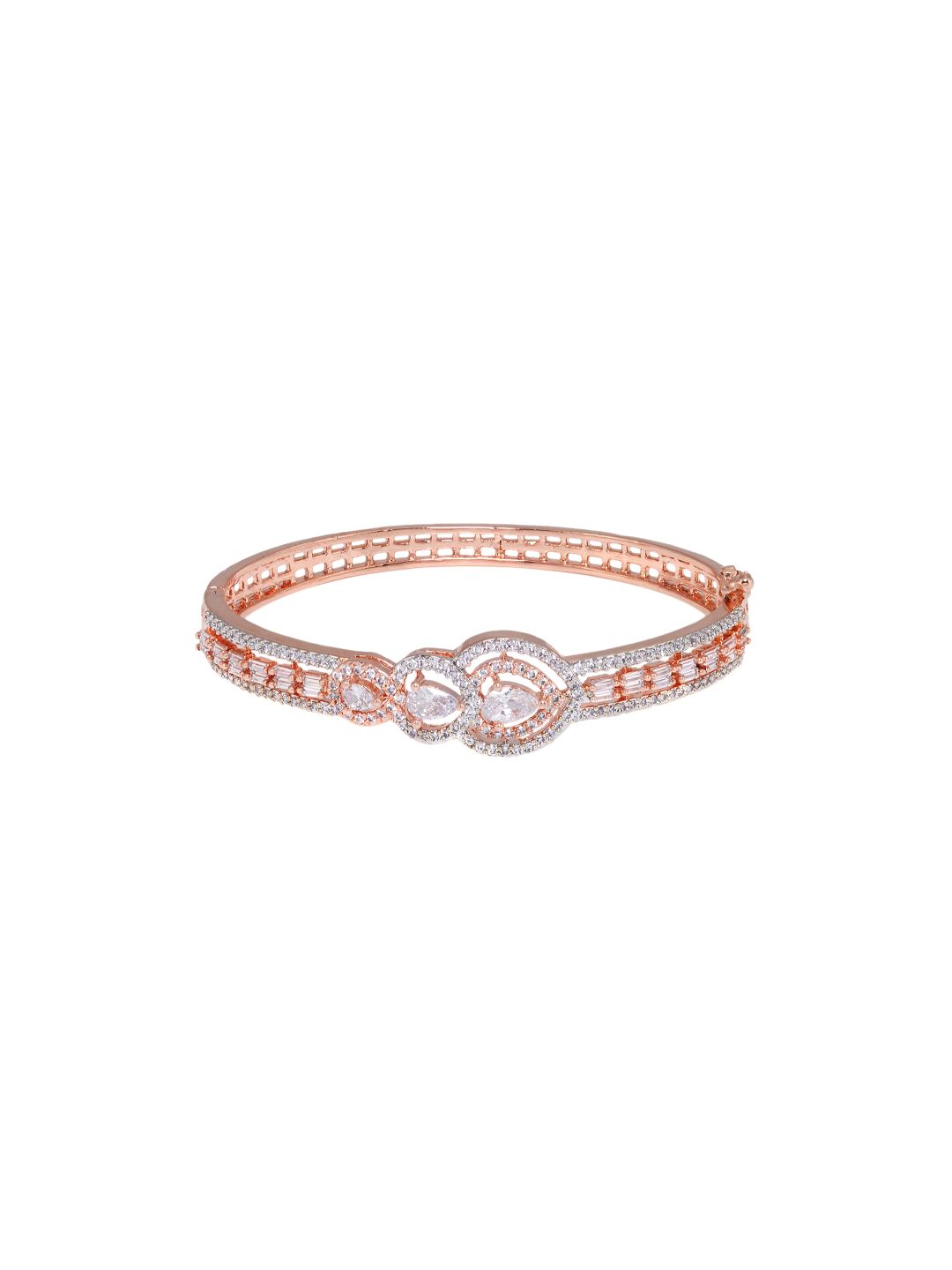 Rose Gold plated AD studded Drop Design Bracelet for Women & Girls