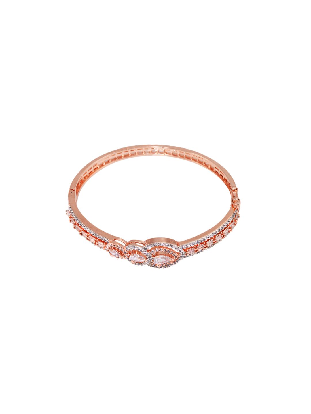 Rose Gold plated AD studded Drop Design Bracelet for Women & Girls