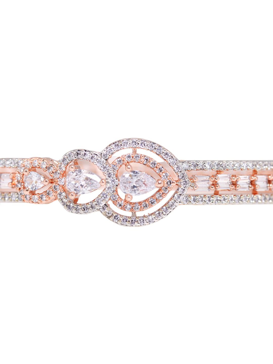 Rose Gold plated AD studded Drop Design Bracelet for Women & Girls