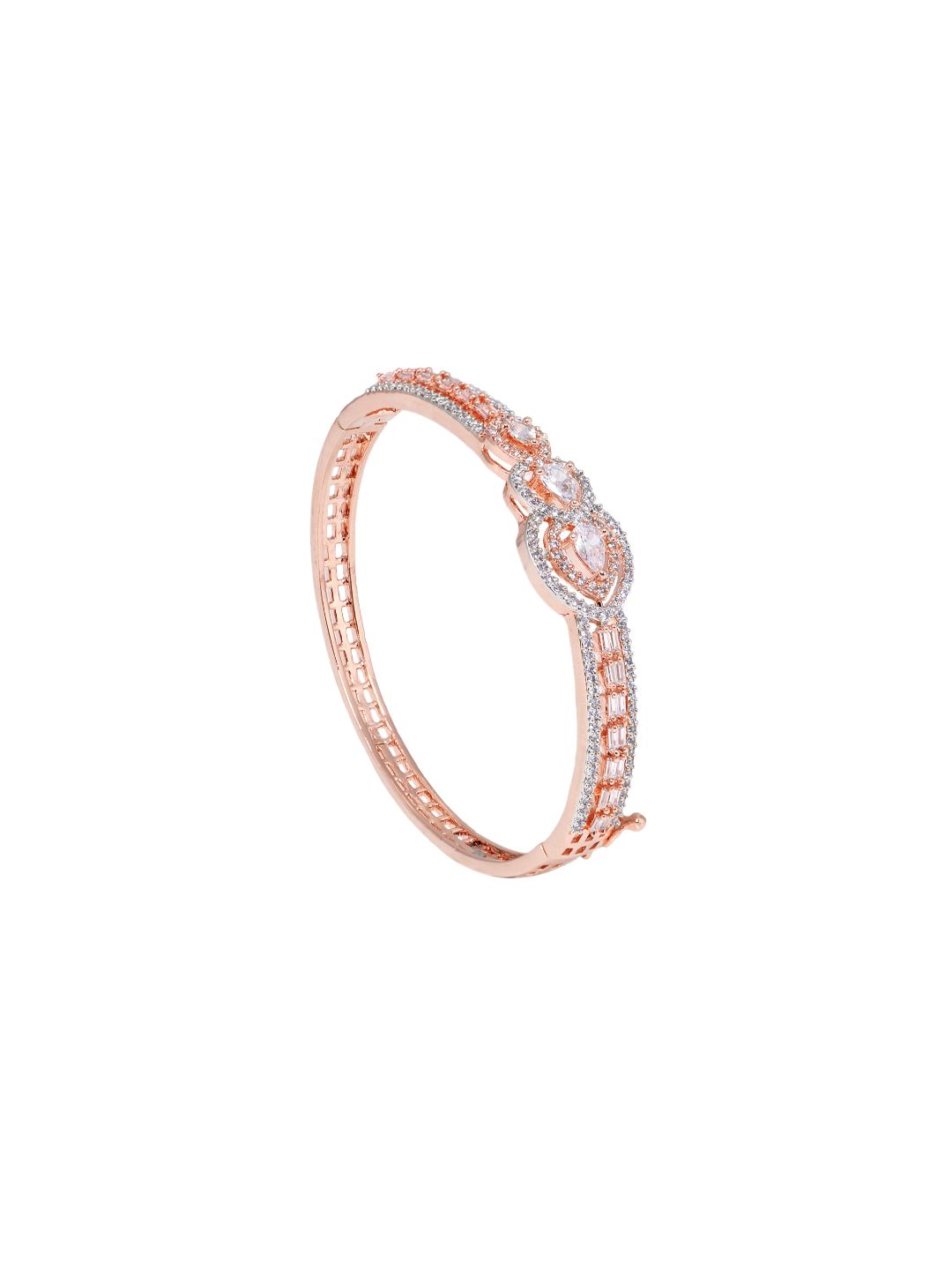 Rose Gold plated AD studded Drop Design Bracelet for Women & Girls