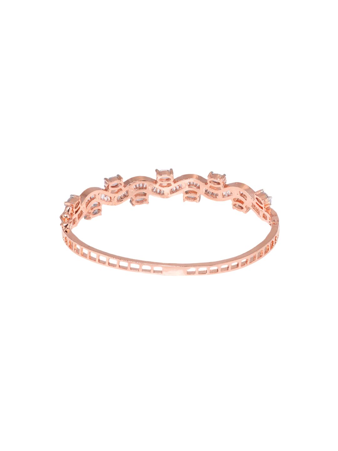 Rose Gold plated AD studded Wavy Pattern Bracelet for Women & Girls