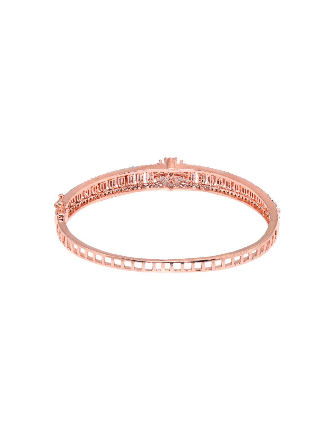 Rose Gold plated AD studded Floral design Bracelet for Women & Girls