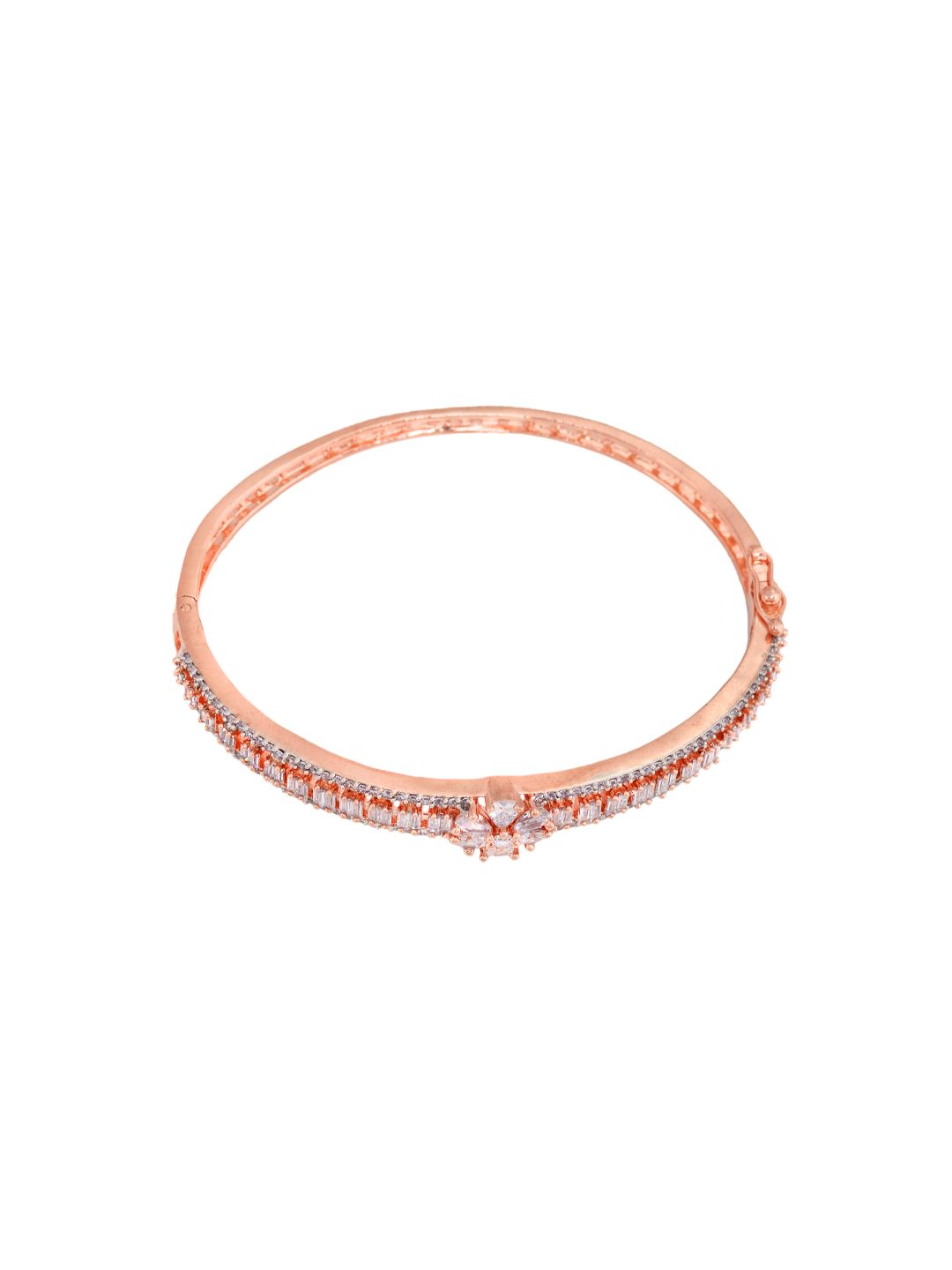 Rose Gold plated AD studded Floral design Bracelet for Women & Girls