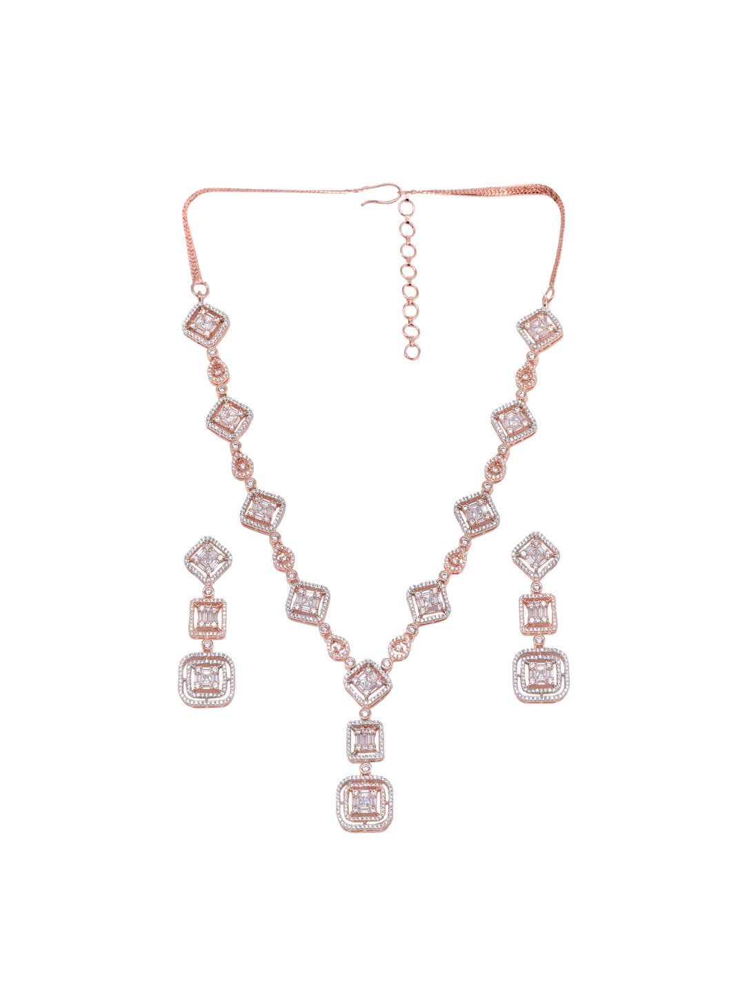 Minimal light weignt diamond necklace set earrings