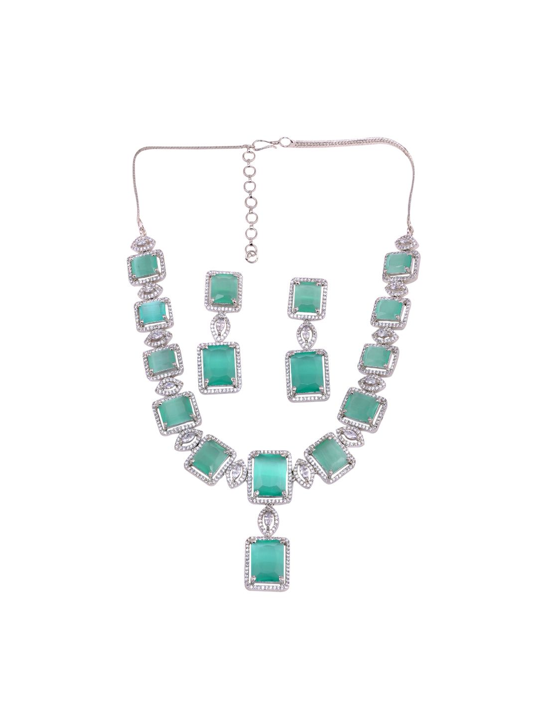 Big turquoise stuuded handcrafted necklace set earrings