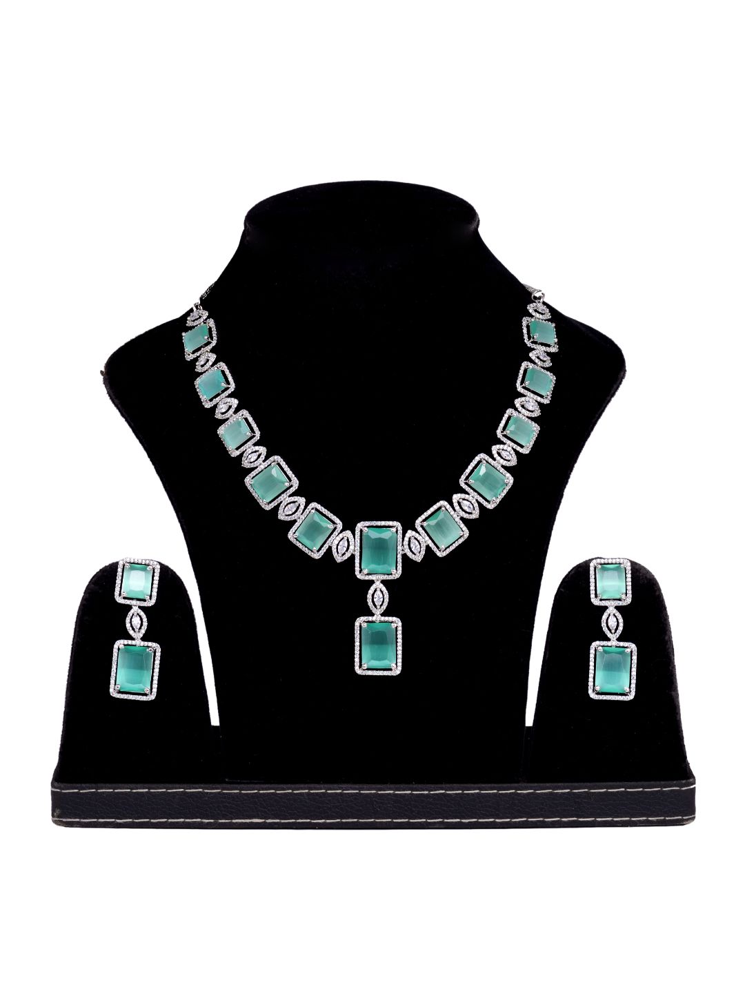 Big turquoise stuuded handcrafted necklace set earrings