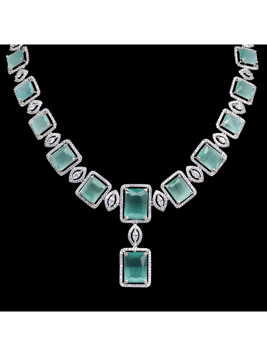 Big turquoise stuuded handcrafted necklace set earrings