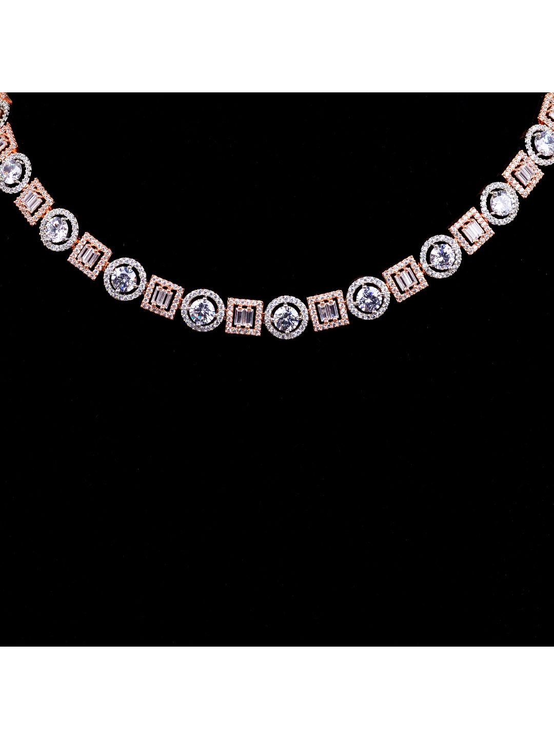 Beautiful light necklace set matching earrings, rose gold plated