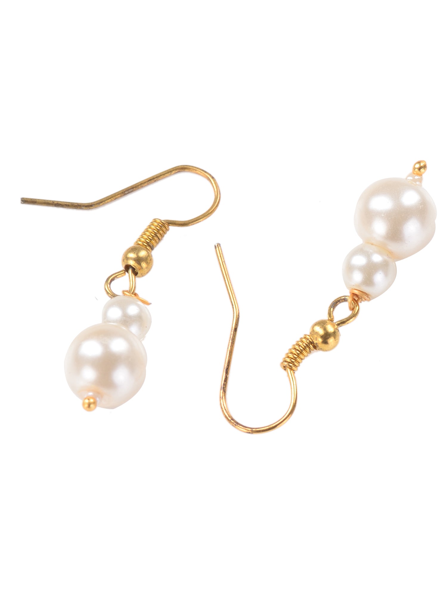 White Pearls Multi Layered Elegant Mala Jewellery Set Dropdown Earrings