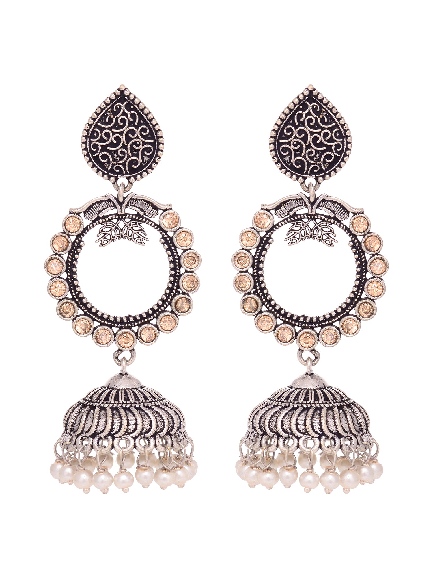 Silver Plated Contemporary Jhumka Earrings