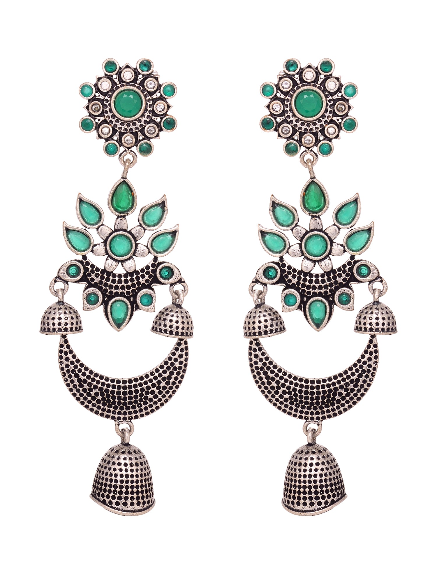 Silver Plated Oxidised Drop Earrings