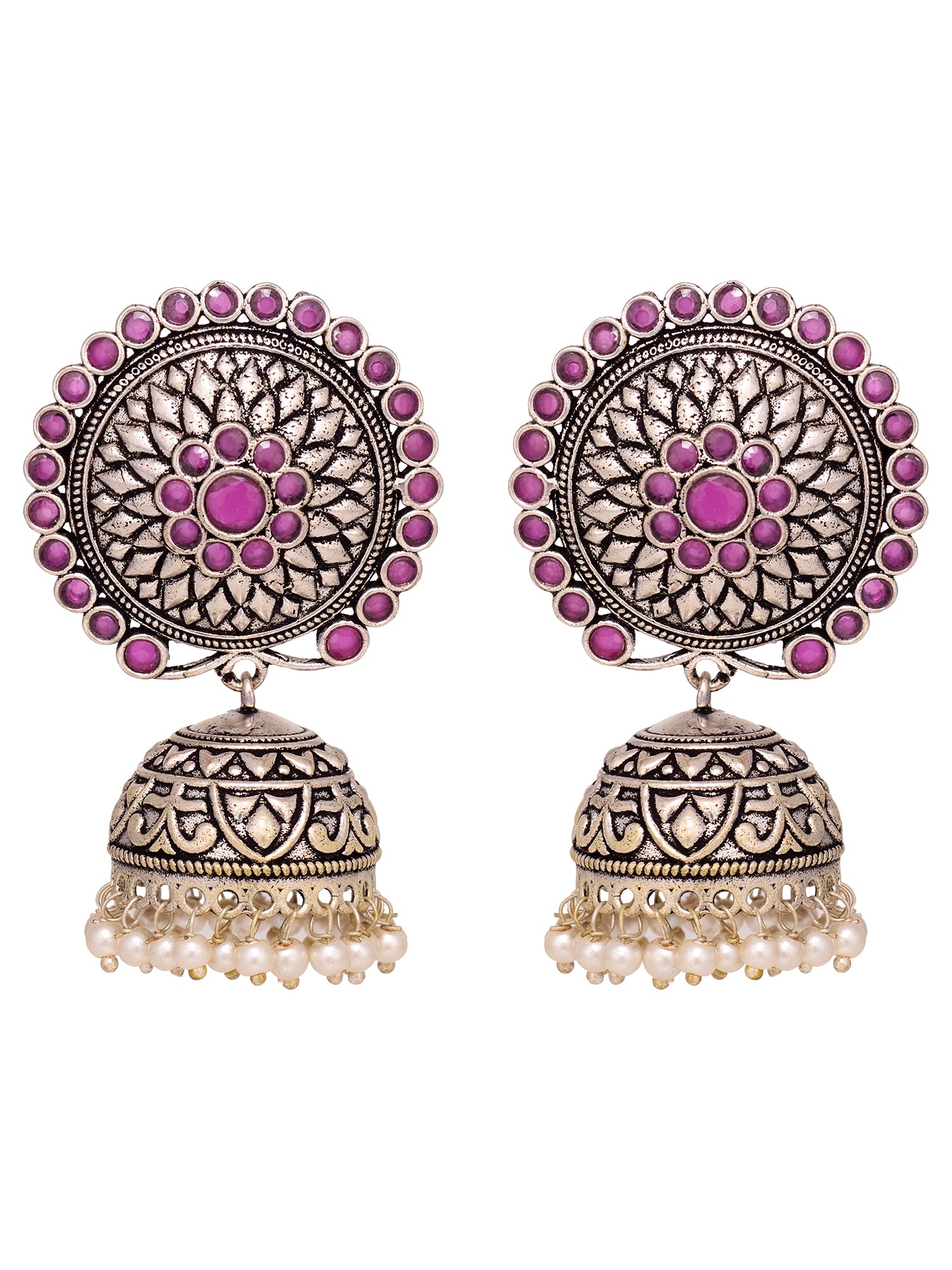 Silver Plated Contemporary Jhumka Earrings