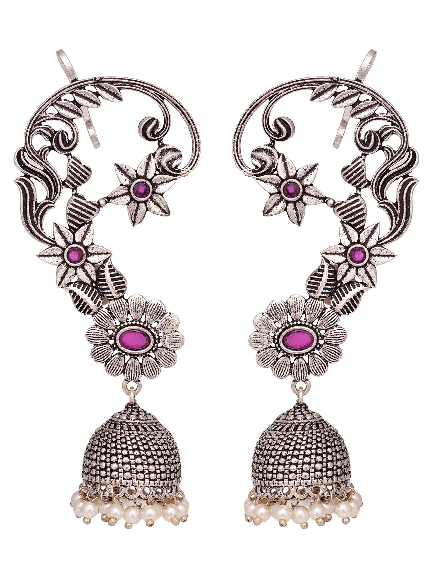 Silver Plated Quirky design Oxidised Jhumka Earrings