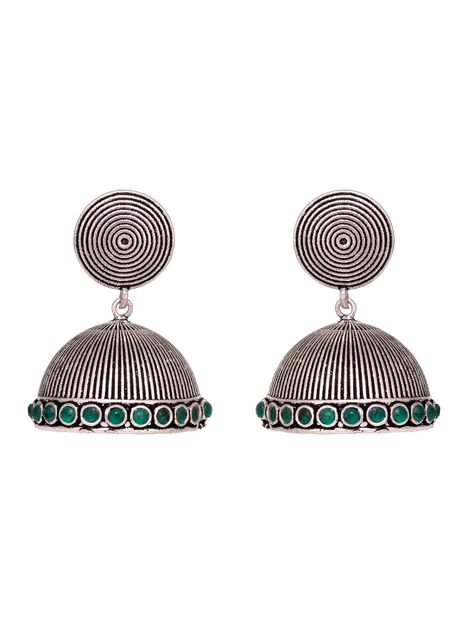 Silver Plated Oxidised Jhumka Earrings
