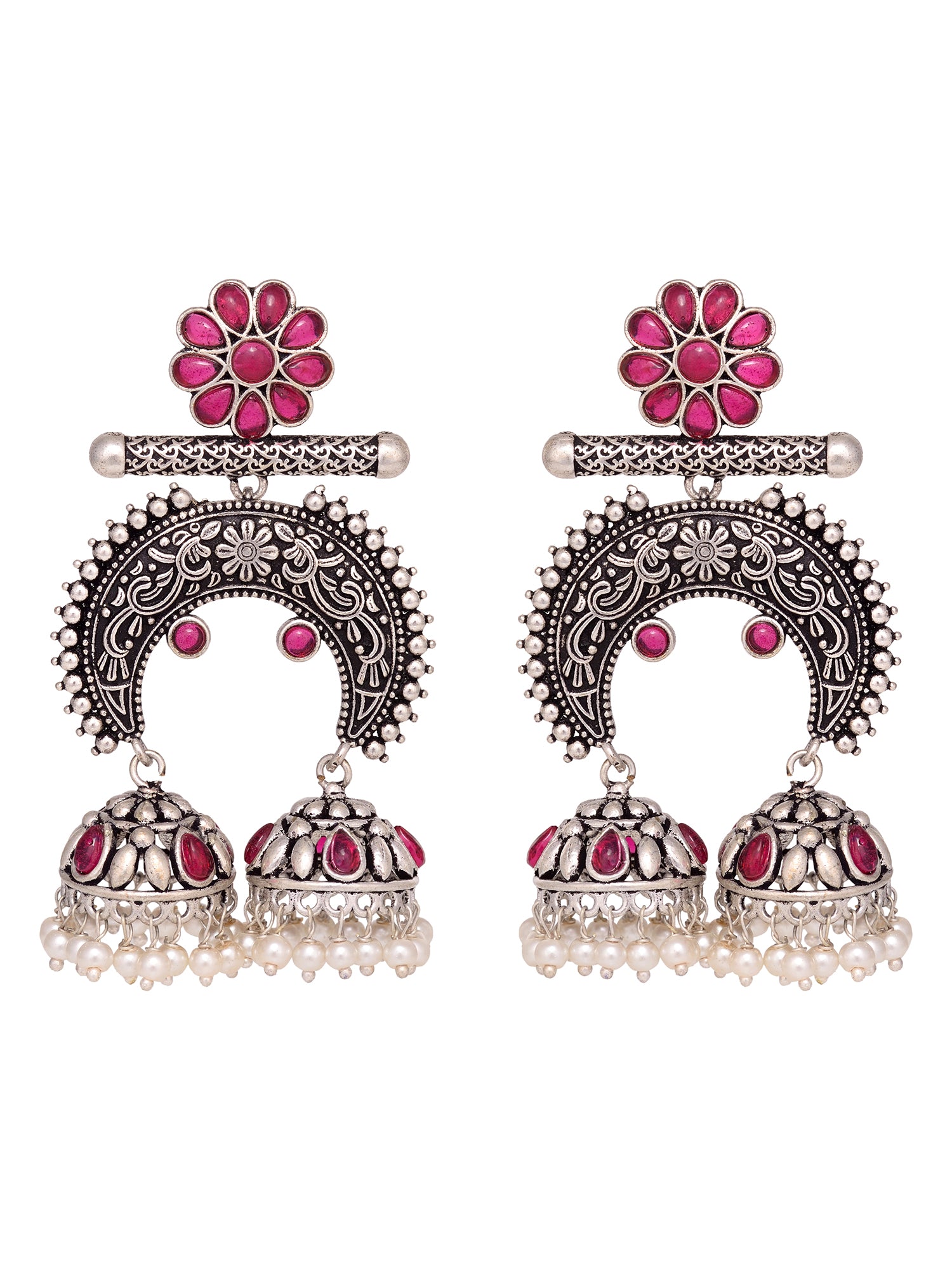 Silver Plated Contemporary Chandbalis Earrings