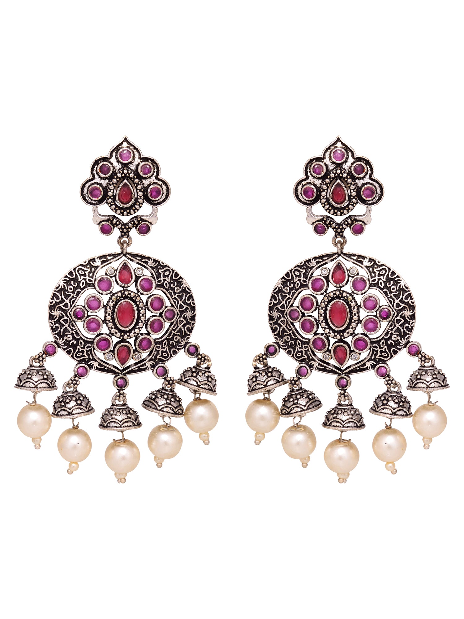 Silver Plated Oxidised Drop Earrings