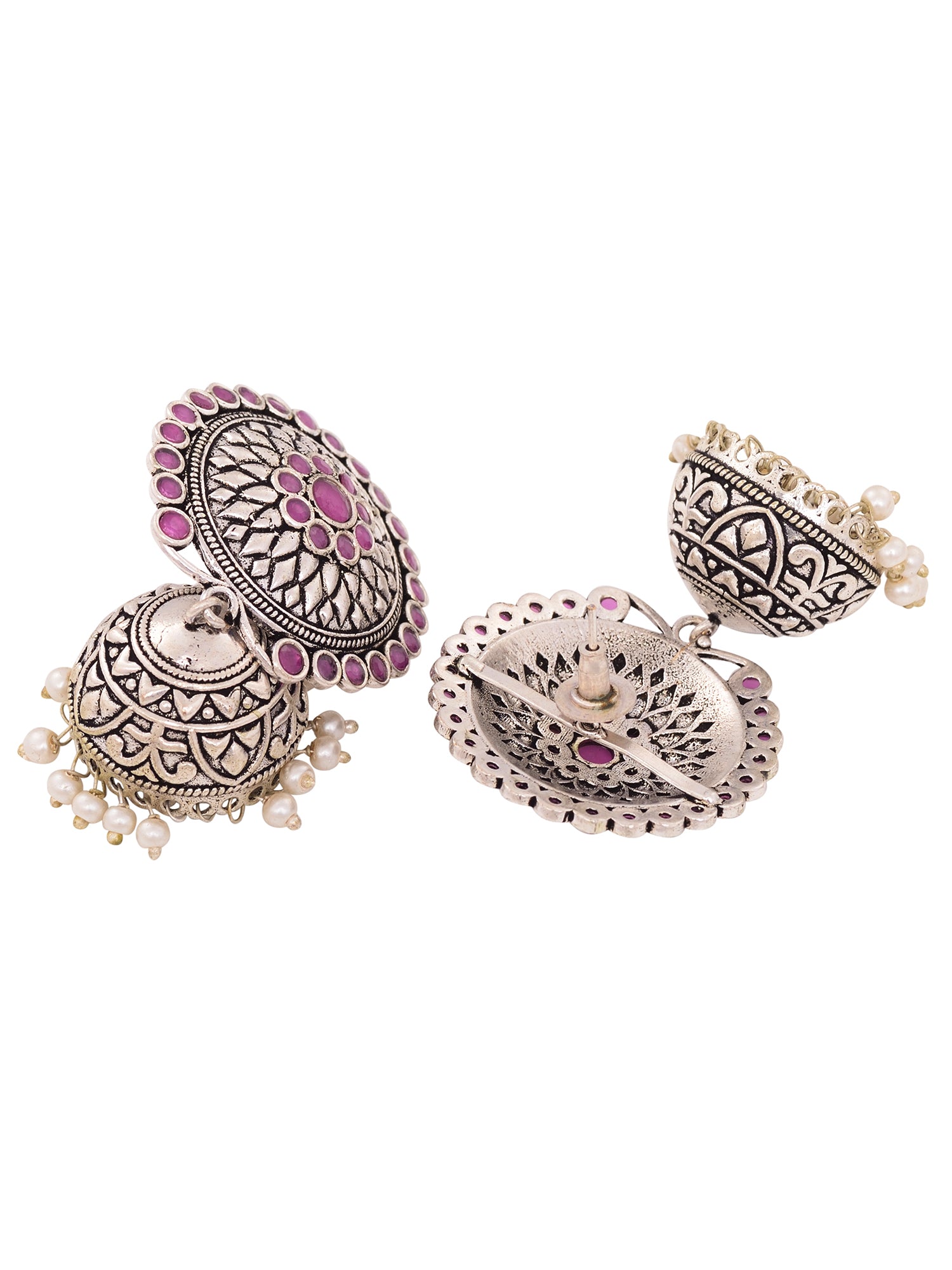Silver Plated Contemporary Jhumka Earrings
