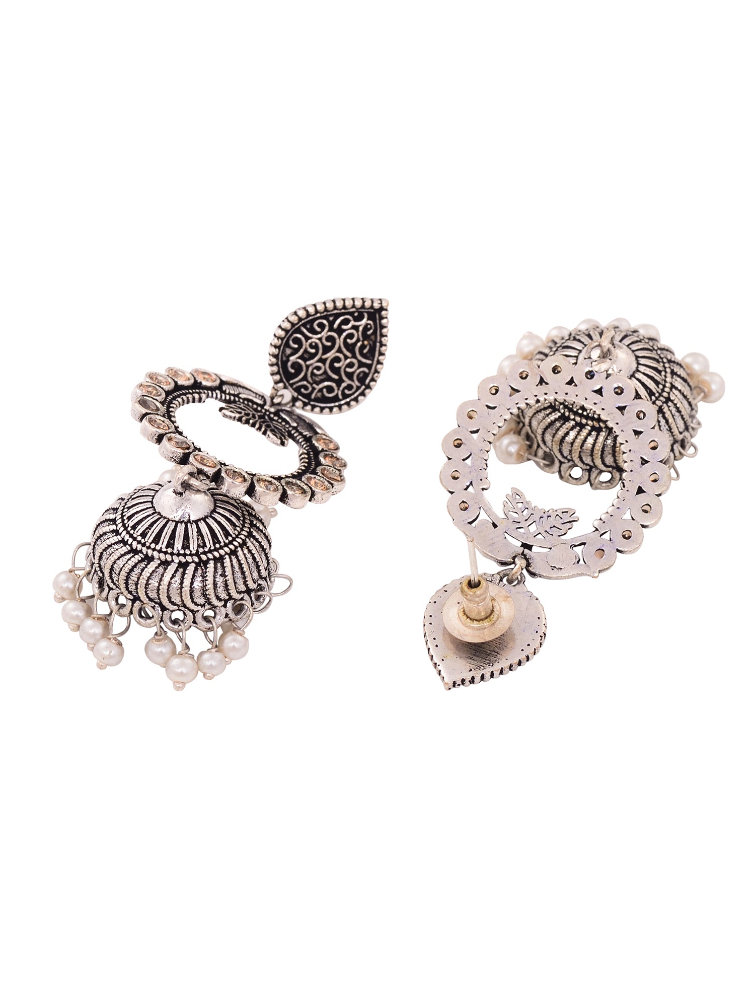Silver Plated Contemporary Jhumka Earrings