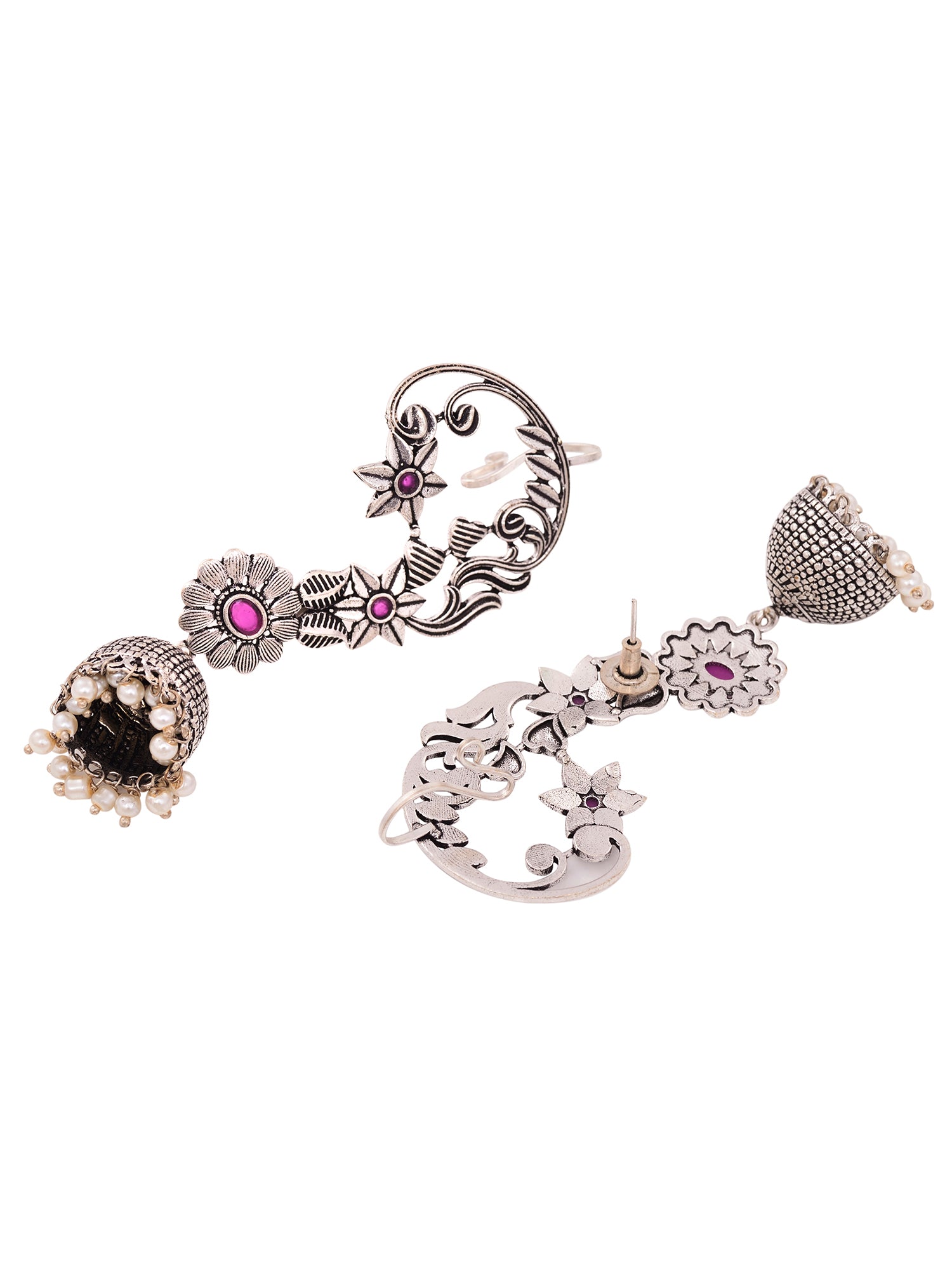 Silver Plated Quirky design Oxidised Jhumka Earrings